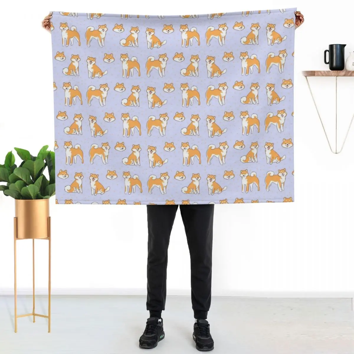 

Shiba inu cute pattern Throw Blanket Breathable Lightweight Blanket for Adults Kids