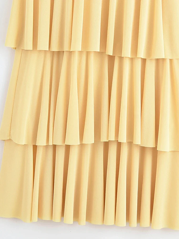 FDEY     النمط الأوروبي والأمريكي الصيف الملابس النسائية الجديدة مزاجه ضئيلة الأزياء الطبقات الديكور الخامس الرقبة فستان ميدي