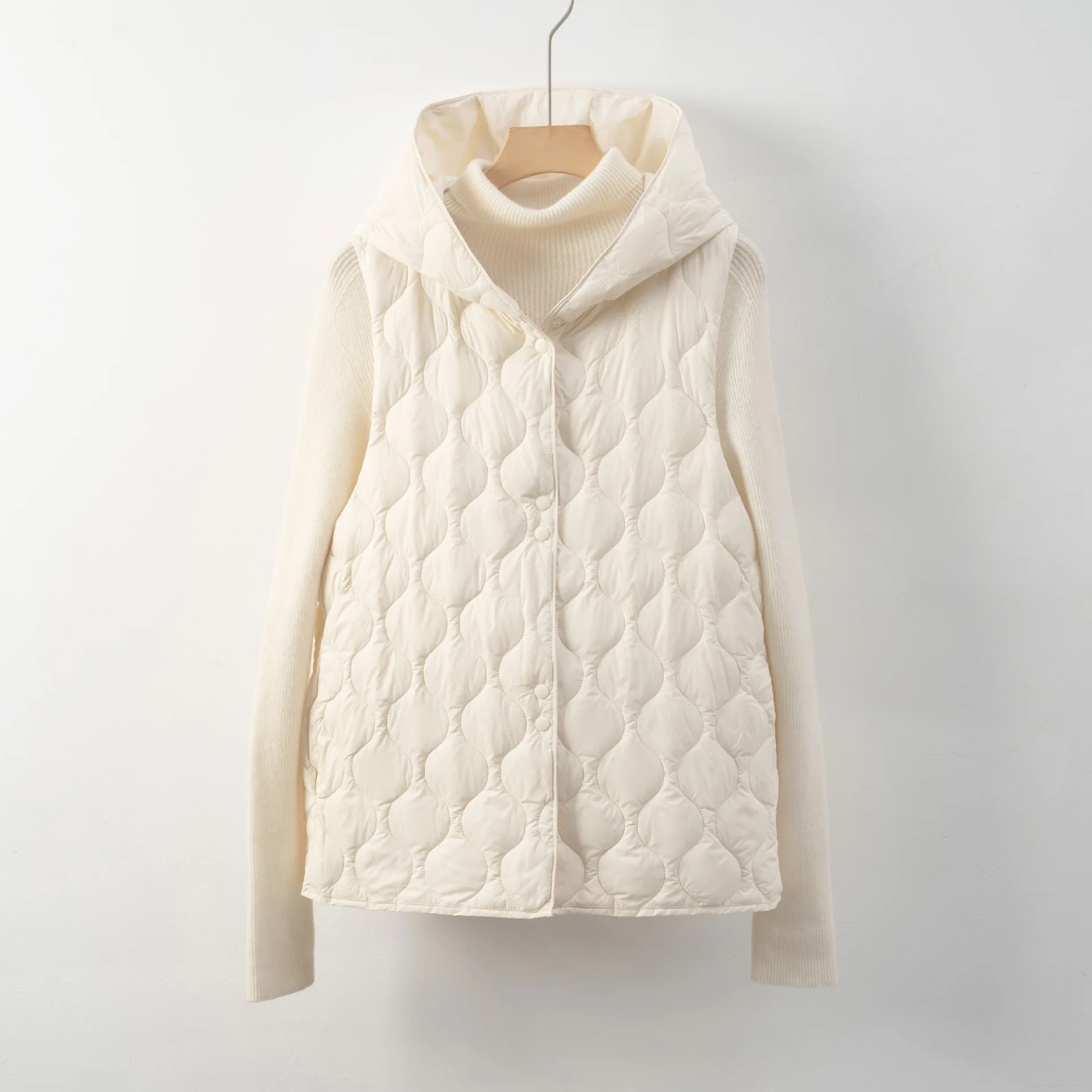 Chaleco sin mangas con capucha para mujer, chaqueta cálida ultraligera con plumón de pato blanco, Parkas cortas sin mangas para otoño e invierno