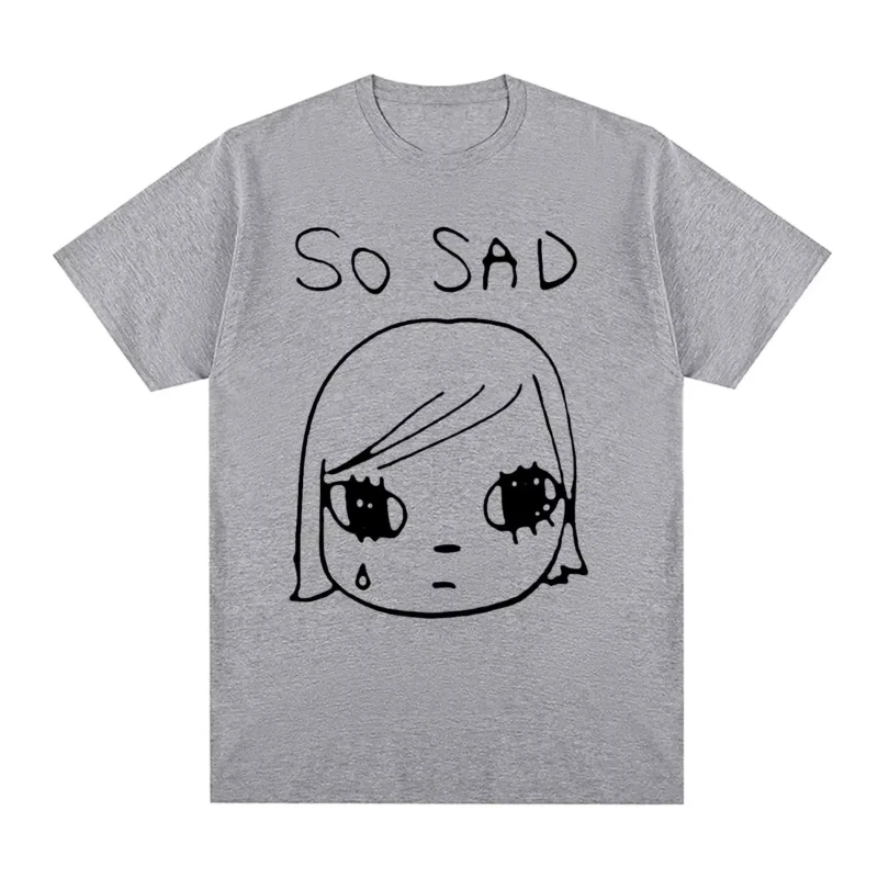 SO Sad Retro American Pure Cotton Printed Men's and Women's Personalized T-shirt New Fashionable Loose Casual Round Neck T-shirt