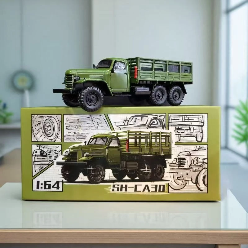 1/64 Classico Militare Camion Da Trasporto In Lega Modello di Auto Simulazione SH-CA30 Giocattolo Auto Ornamento Diecast In Miniatura Voiture Complementi Arredo Casa