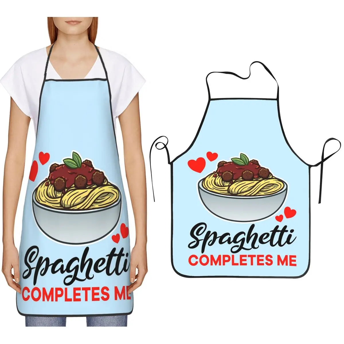 Italian Pasta Spaghetti Meatballs Complete Me Apron Chef Cooking Cuisine Tablier Bib Kitchen Cleaning Pinafore for Women Men