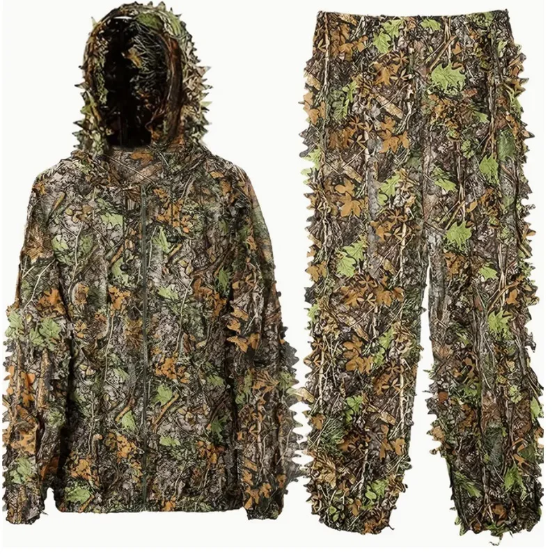 

3D камуфляжный охотничий костюм с листьями, тренировочный костюм на открытом воздухе, подходит для фотографии весны, лета, осени и дикой природы.