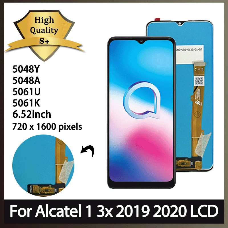 6.52 "ips lcd para alcatel 3x 2020 5061u 5061k display touch screen digitador assembléia para alcatel 3x 2019 5048y 5048a