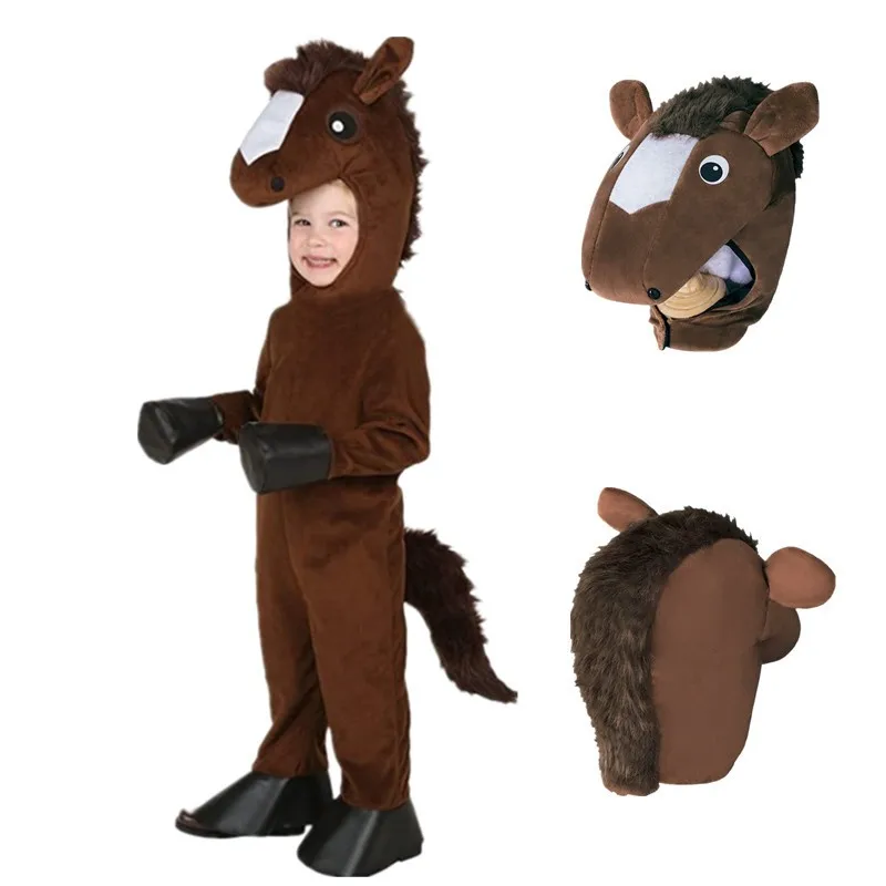

Children's Animal Puppet Costume Halloween Performance Suit Pony Onesie Performance Clothes Polyester Material Youth Size