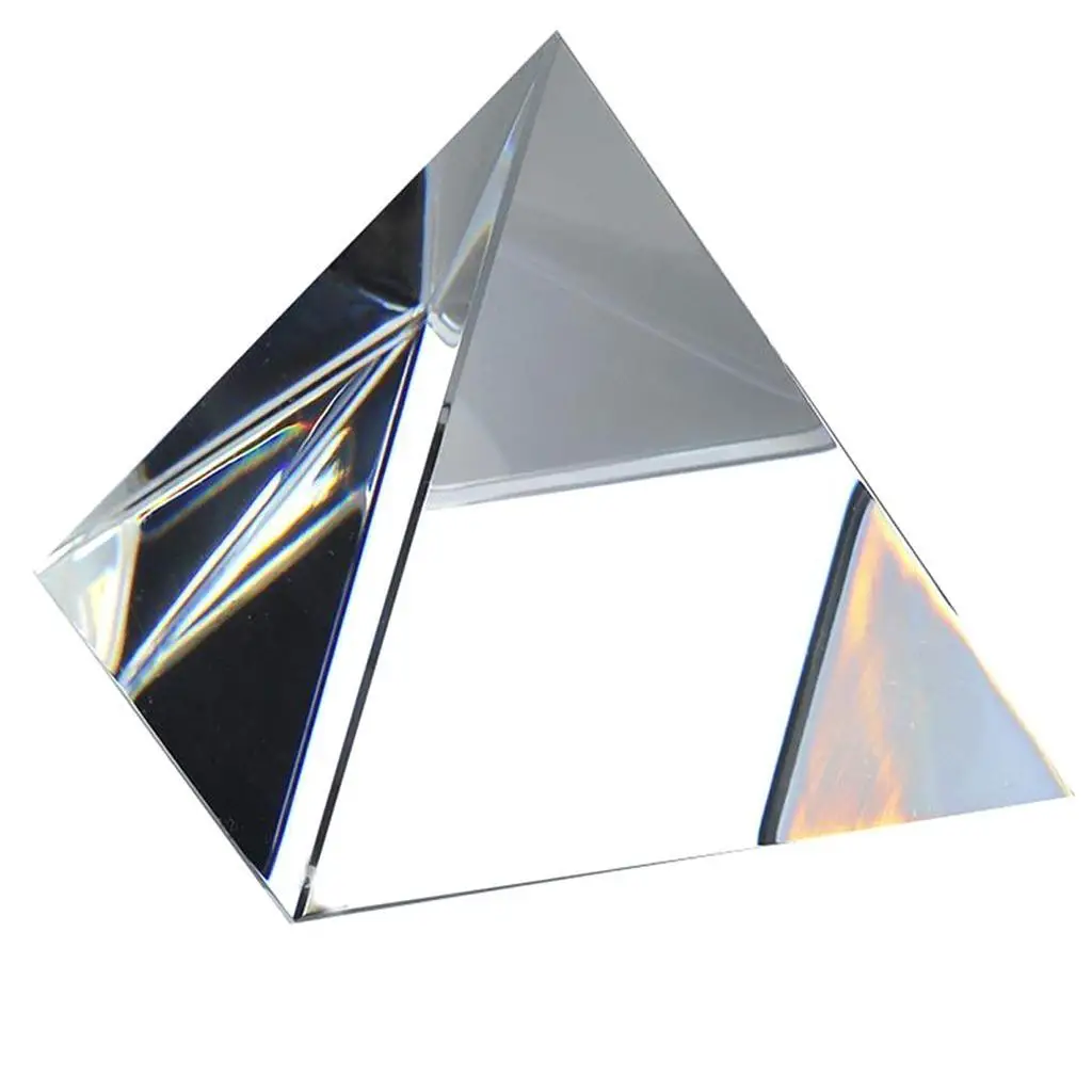 80mm Clear Crystal Glass Pyramid Prism Craft Statue Home Decor Paperweight