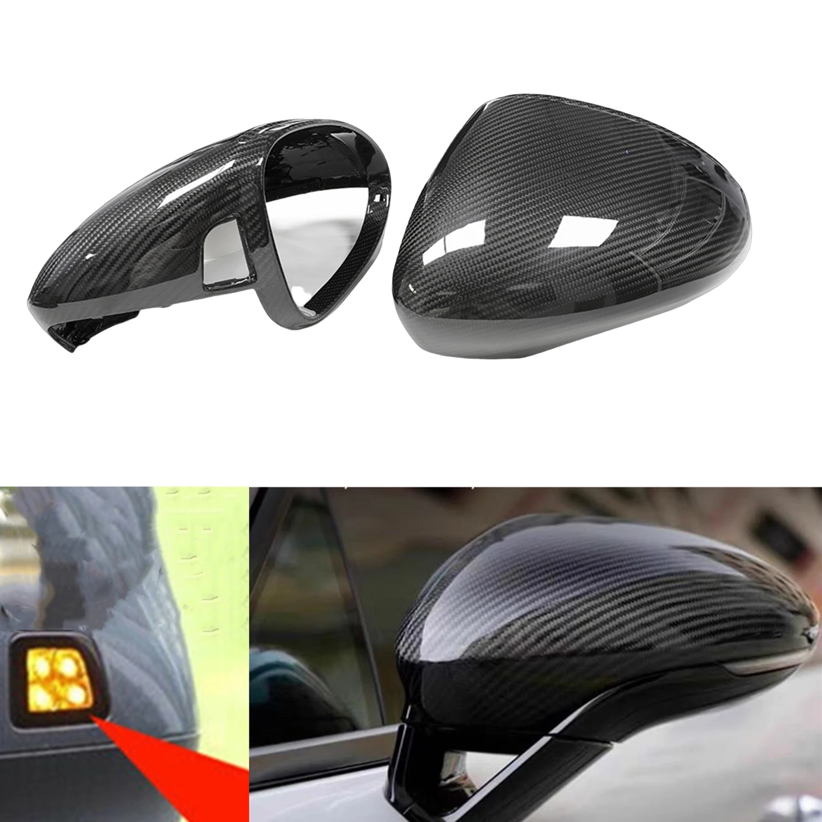 

For Porsche Panamera 971 2017-2023 Mirror Cover Real Dry Carbon Fiber Exterior Side Rearview Cap Shell Replacment Clip On Style