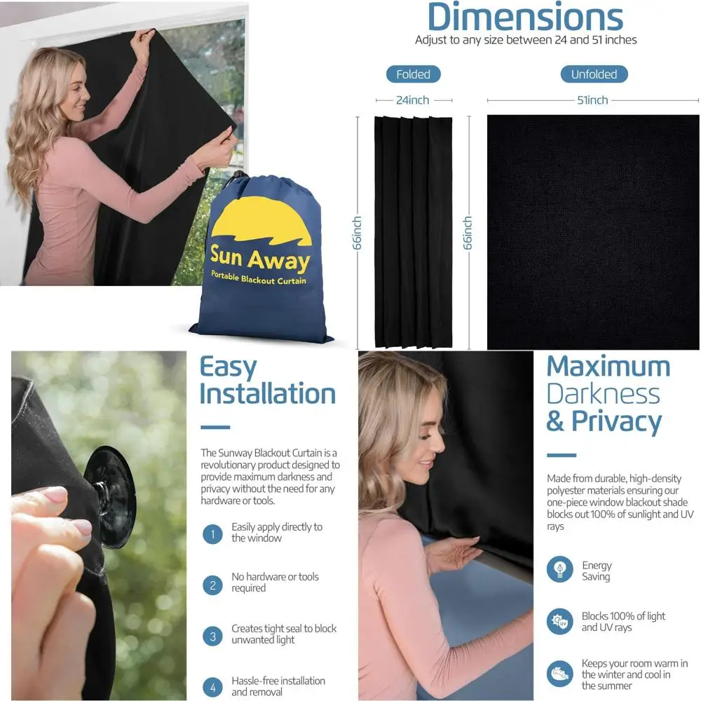 

Портативные затемняющие шторы с присоской — легко устанавливаемый абажур, инструменты не требуется — идеально подходят для временных жалюзи