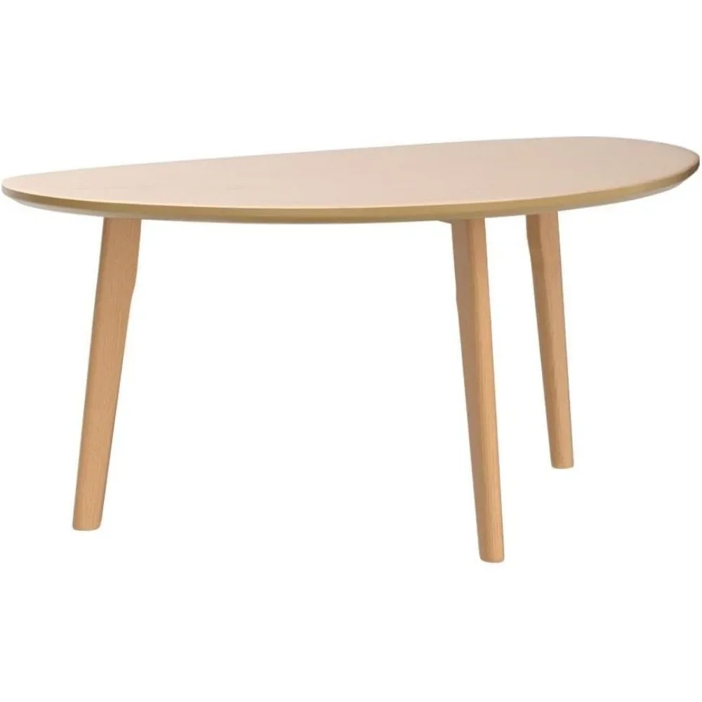 Mesa de café oval de madeira natural, mesa de café, estilo moderno simples, 18,9 "D x 33.47" W 15.75 "H