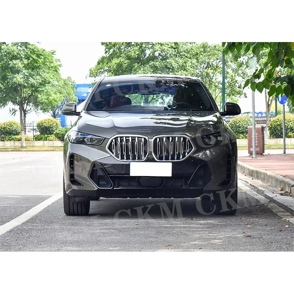 ABS Black Front Bumper Lip Chin Spoiler Car Styling Bodykits for BMW X6 G06 LCI Sport 2023+ Carbon Look Bumper Guard Accessories