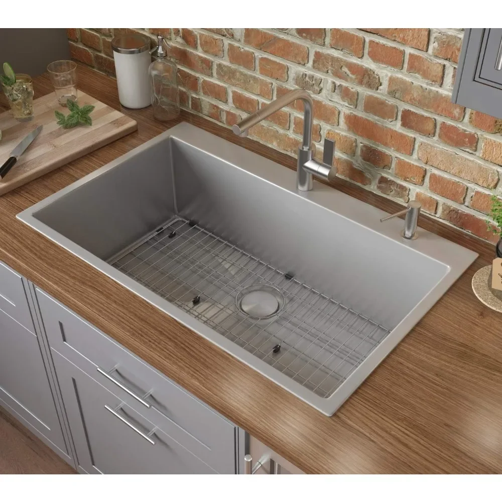 

Drop-in Tight Radius Topmount 16 Gauge Stainless Steel Kitchen Sink Single Bowl