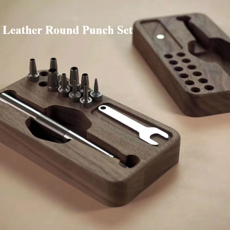 

1mm-6mm Replaceable Tool Head Leather Products Round Punch Set DIY Leather Craft Backpack/belt/watchband Punching Auxiliary Tool