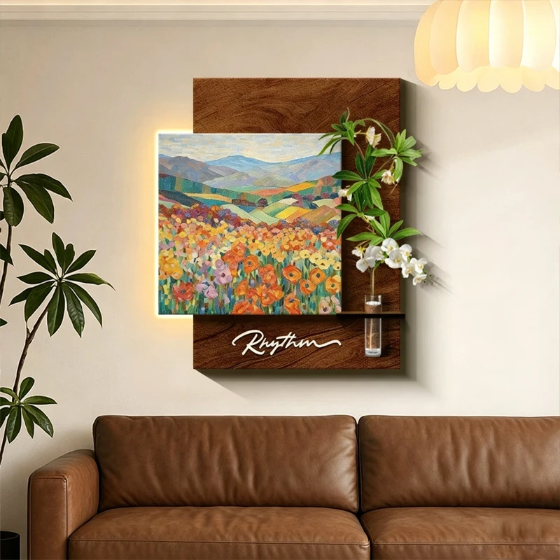Modern Living Room Led Entrance Luxury Mural Light Sandstone Decorative Painting Hydroponic Green Plants Home Appliance Lustre