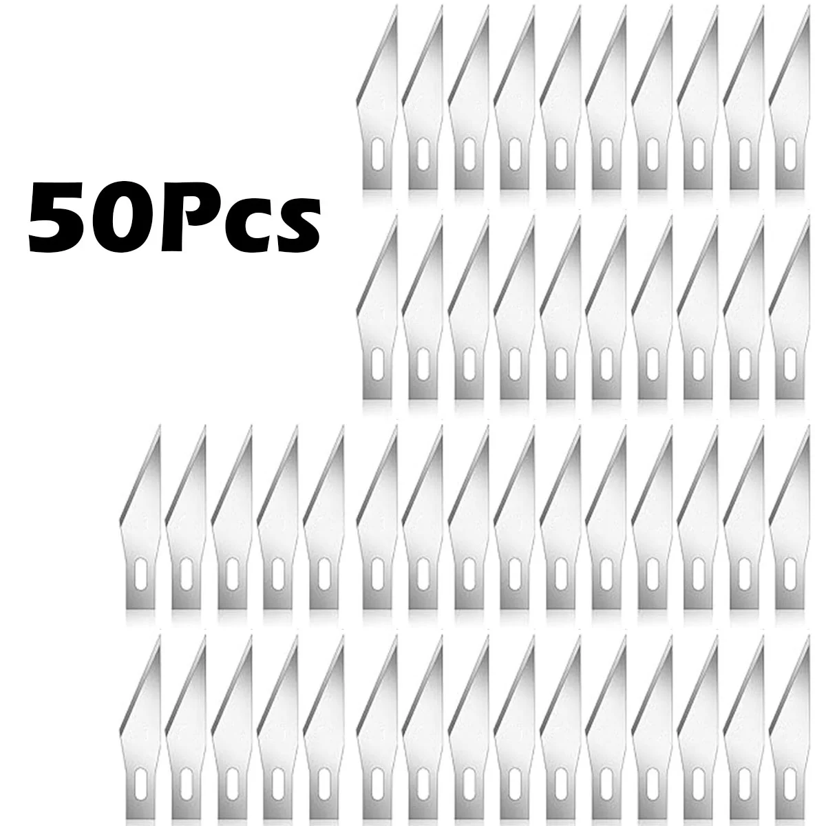 50 piezas/100 piezas, cuchillas, hechas de acero rico en carbono. Adecuado para tallar cuchillos, carretes, cuchillos artesanales y otras herramientas.