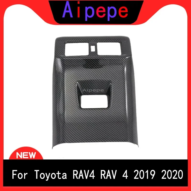 For Toyota RAV4 RAV 4 2019 2020 Car Air Conditioning Vent Outlet Cover Trim Armrest Box Rear Carbon Fiber Style Car Styling