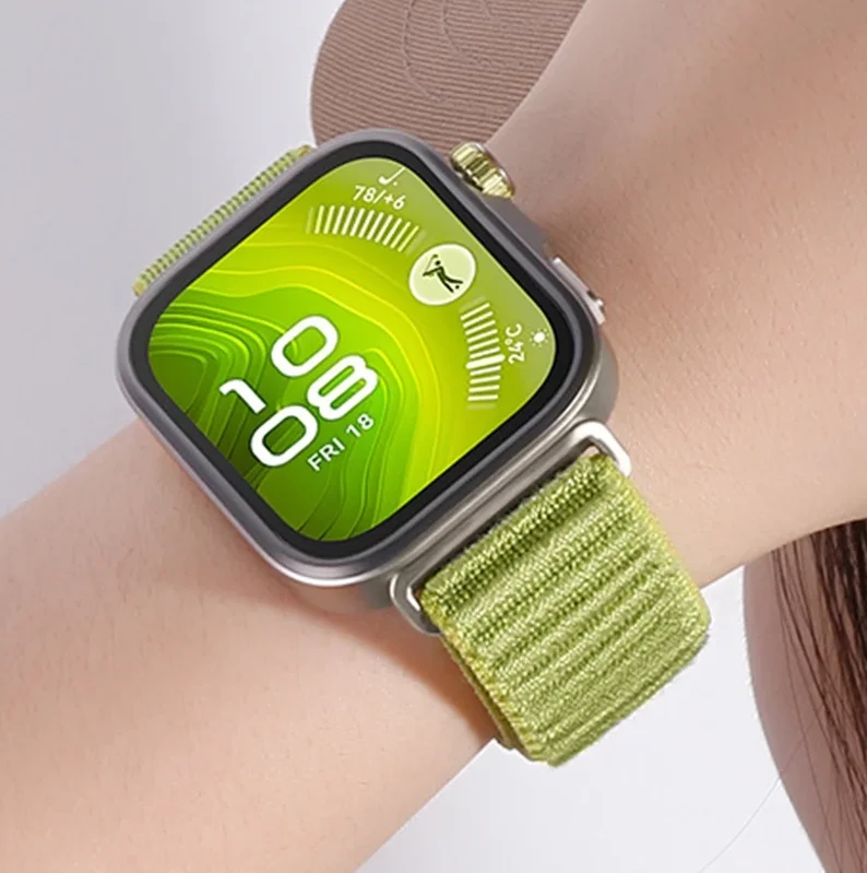 حزام حلقة من النايلون لساعة Huawei Watch Fit 4 Pro سوار معصم بديل رسمي لهاتف Huawei Fit 3 4/Fit 4 Pro حزام نايلون للرجال والنساء