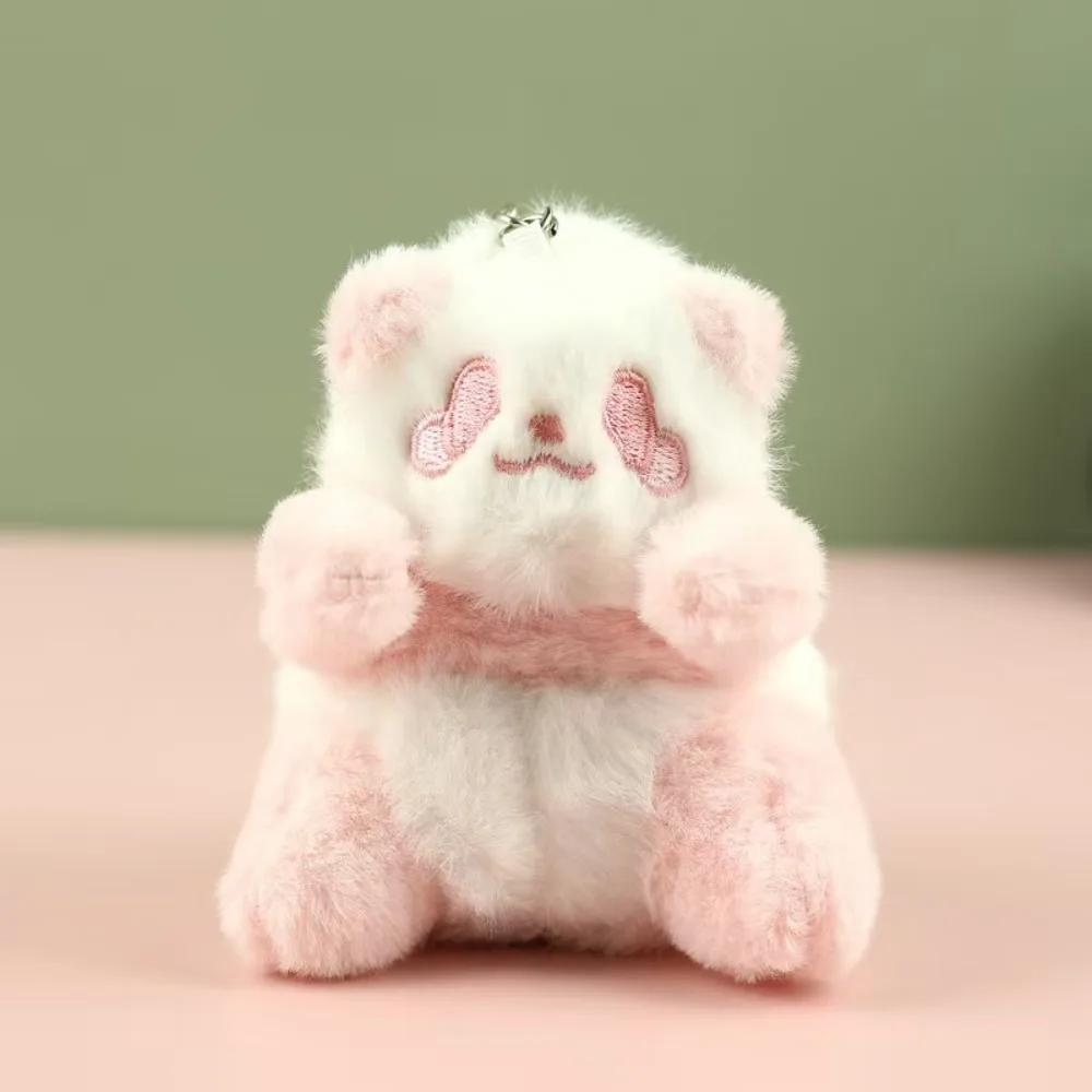 

Schoolbags Sitting Panda Furry KeyChain Soft Exquisite Small Panda Kawaii Cute Happy Panda Keyrings Gift for Girls