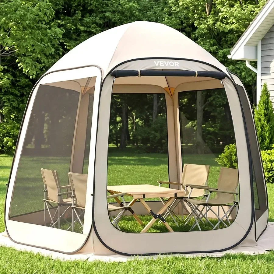Pop up Screen House Tent, Feet, 4-8 Person Screen Gazebo, Portable Screened in Canopy with Carry Bag, Netting Sides, Ground Sta
