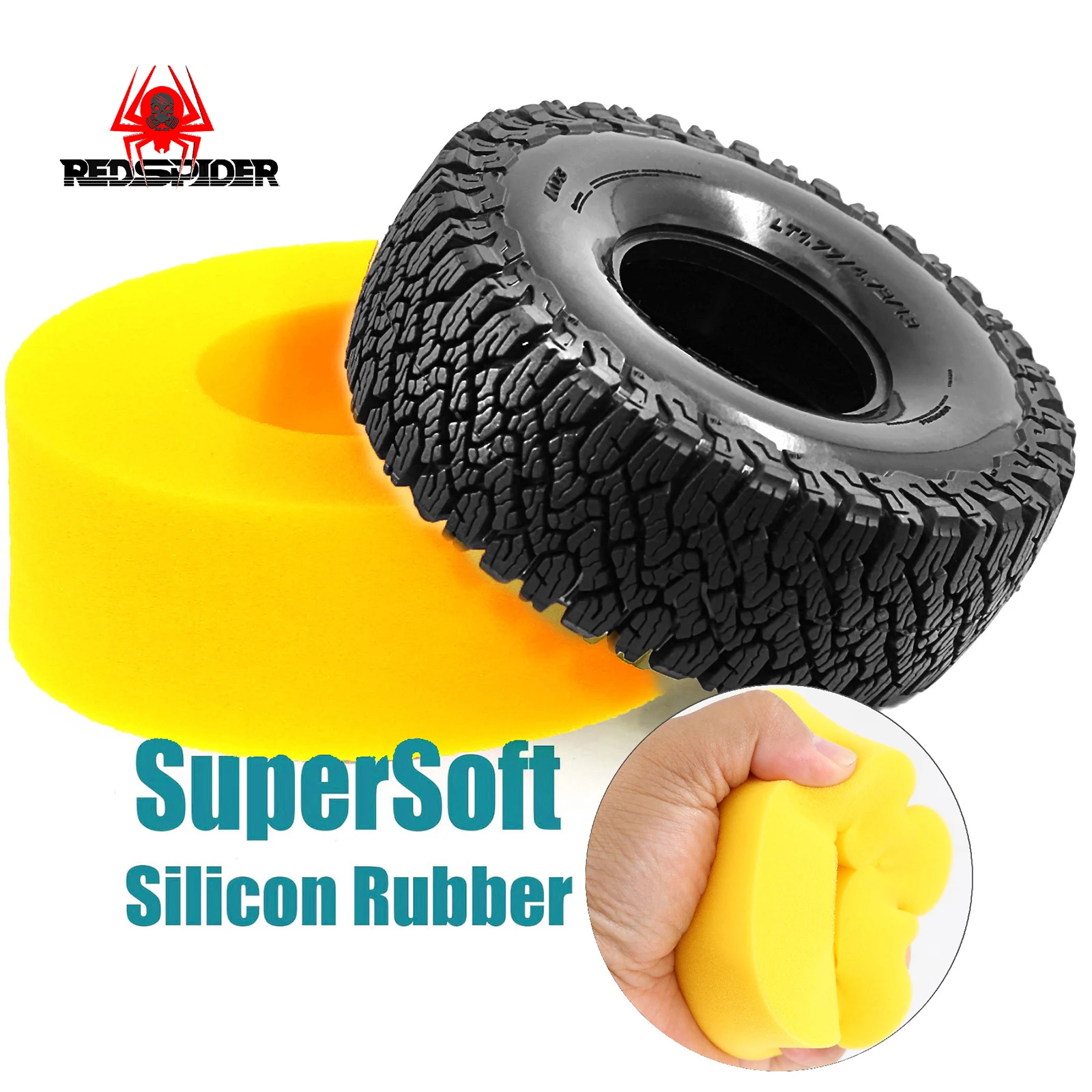

RED SPIDER 4PCS 1.9 Rubber Tire Wheel Tyres for 1/10 RC Crawler Car TRX4 D90 Axial SCX10 II III Redcat MST ﻿