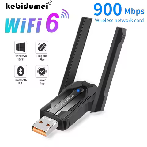 WiFi 6 AX900 USB Adapter Bluetooth 5.4 Dual Band 2.4G 5G Antennas Dongle Wireless Receiver For PC/Laptop Win10/11 Driver Free