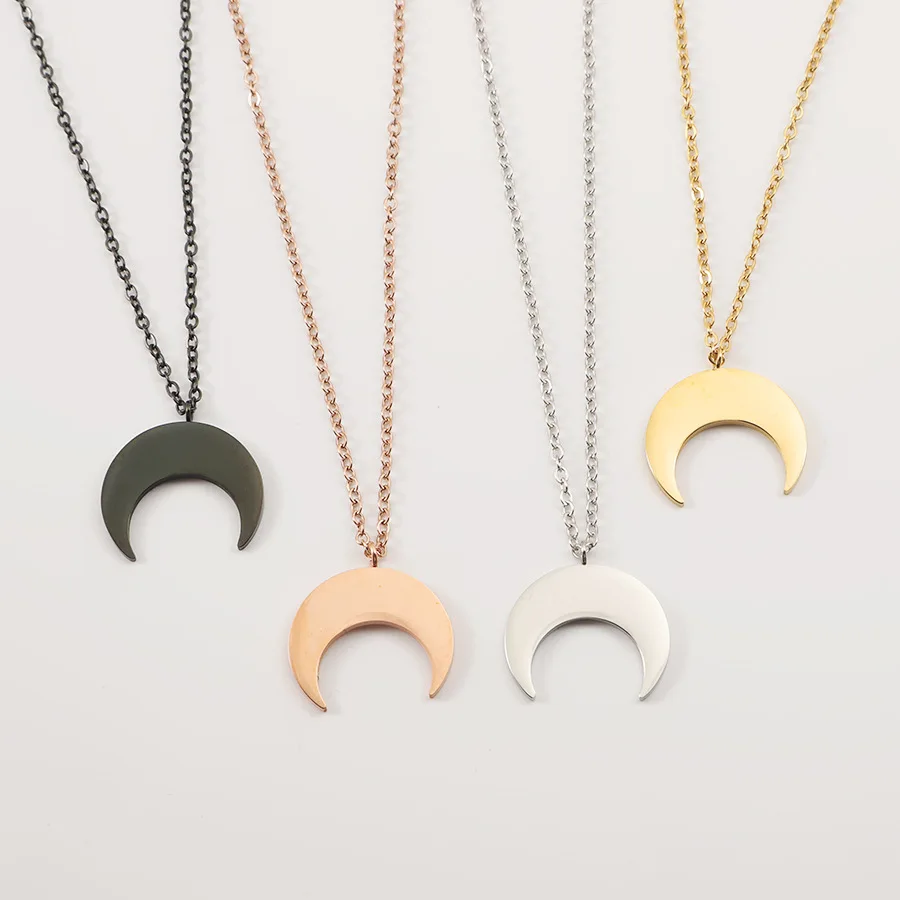 

3pcs/lot Stainless Steel Moon Pendant Necklaces for Men Women Fashion Jewelry Gift Accessories 45+5cm