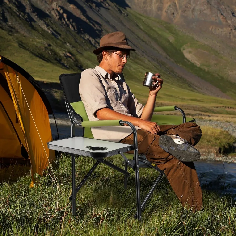 كرسي VILLEY عالي التحمل للمديرين، كراسي تخييم قابلة للطي، مع حقيبة تبريد كرسي محمول قابل للطي، للتخييم الخلفي في الحديقة #2