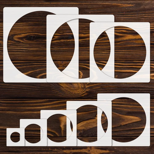 Imagen 1 del producto Plantilla circular grande de 8 piezas, plantilla redonda, plantilla de punta de plástico de diferentes tamaños, plantilla circular reutilizable para dibujar y pintar o