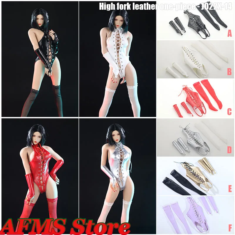 

3Pc/Set JO22X-14 1/6 Scale Female Soldier Strap High Fork Leather One-piece Clothes Gloves Stockings Fit 12" Action Figure Body