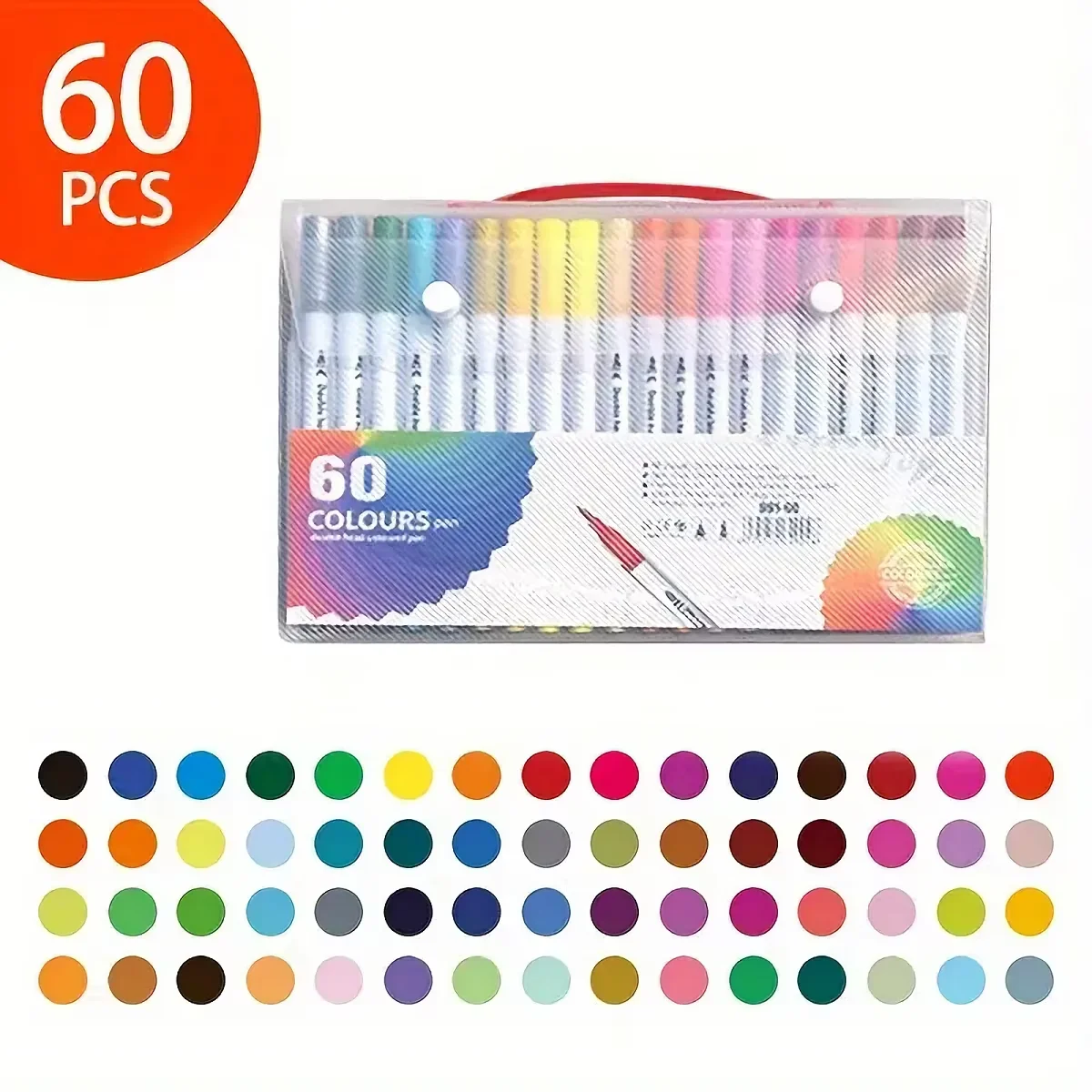 60pcs Double-Ended Brush Tip Markers - Versatile Art Painting Pens, Ideal for Journaling, Hand Lettering & Holiday Decor