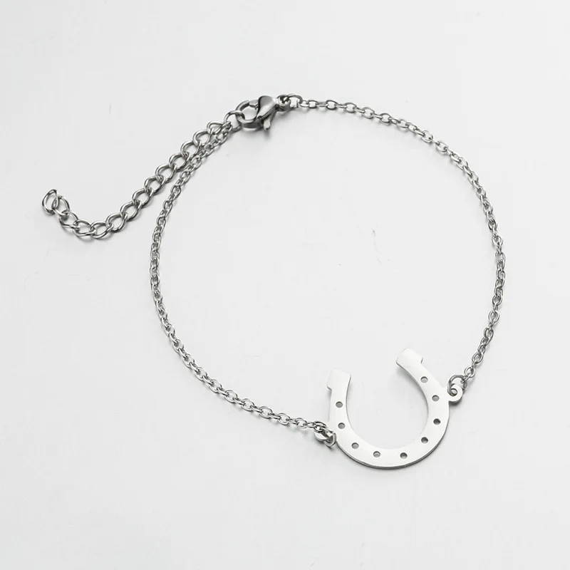 Punk Horse shoe Chain Bracelet for Women Statement Trendy Stainless Steel U Shape Charm Bracelet Jewelry Party Gifts New