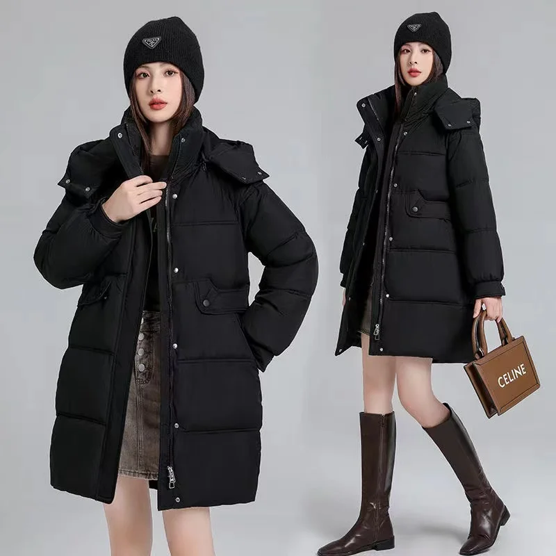 2024 New Women Jacket Winter Parkas Female Down Cotton Jackets Solid Hooded Casual Warm Parka Female Outwear Overcoat