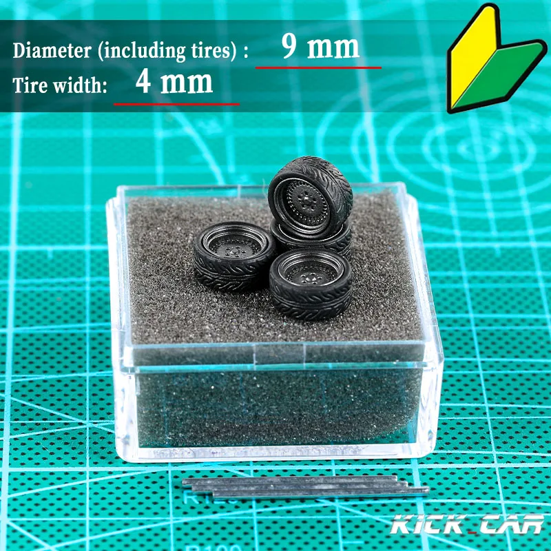 Chezhidao 1/64 ABS Wheels With Rubber Tyre Type M Modified Parts Diameter 10mm For Model Car Racing Vehicle Toy Hotwheels Tomica