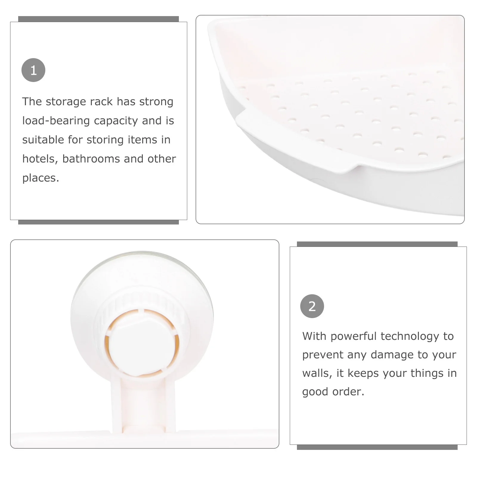 

1 Set Suction Cup Bathroom Storage Rack Vacuum Non Punching Corner Shelf Large Capacity Waterproof Rustproof Organizer Holder