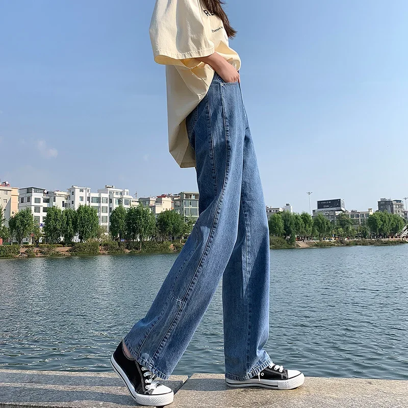 

2022 New Autumn High Waist Jeans Loose Wide Leg Pants Fashion Women's Straight Pants Y2k Casual Streetwear Female Pants 22884