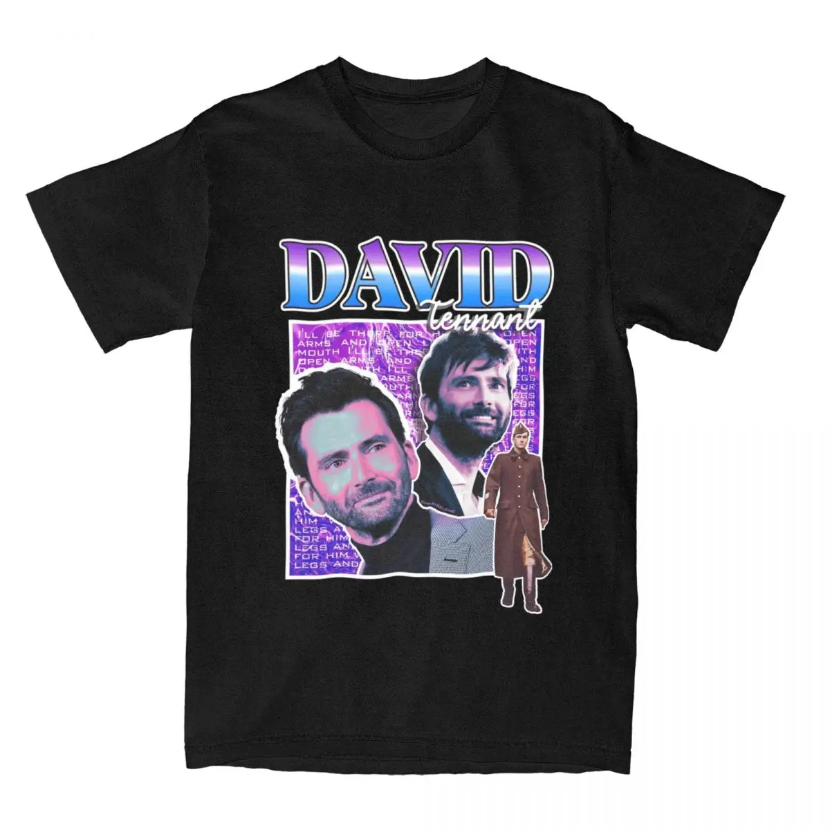 David Tennants Street Style Collage T Shirts for Men 100% Cotton Crazy T-Shirts Crewneck Tee Shirt Short Sleeve Clothing Summer