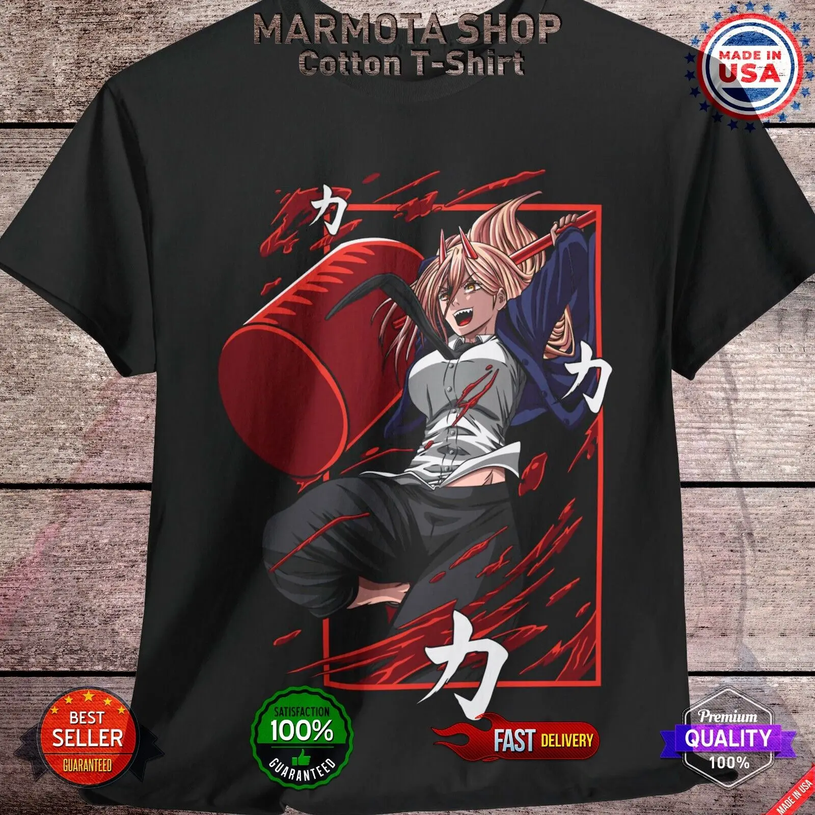 Power Chainsaw Man Shirt Waifu Ecchi Anime Tee T-Shirt Sexy Makima Kawaii Devil