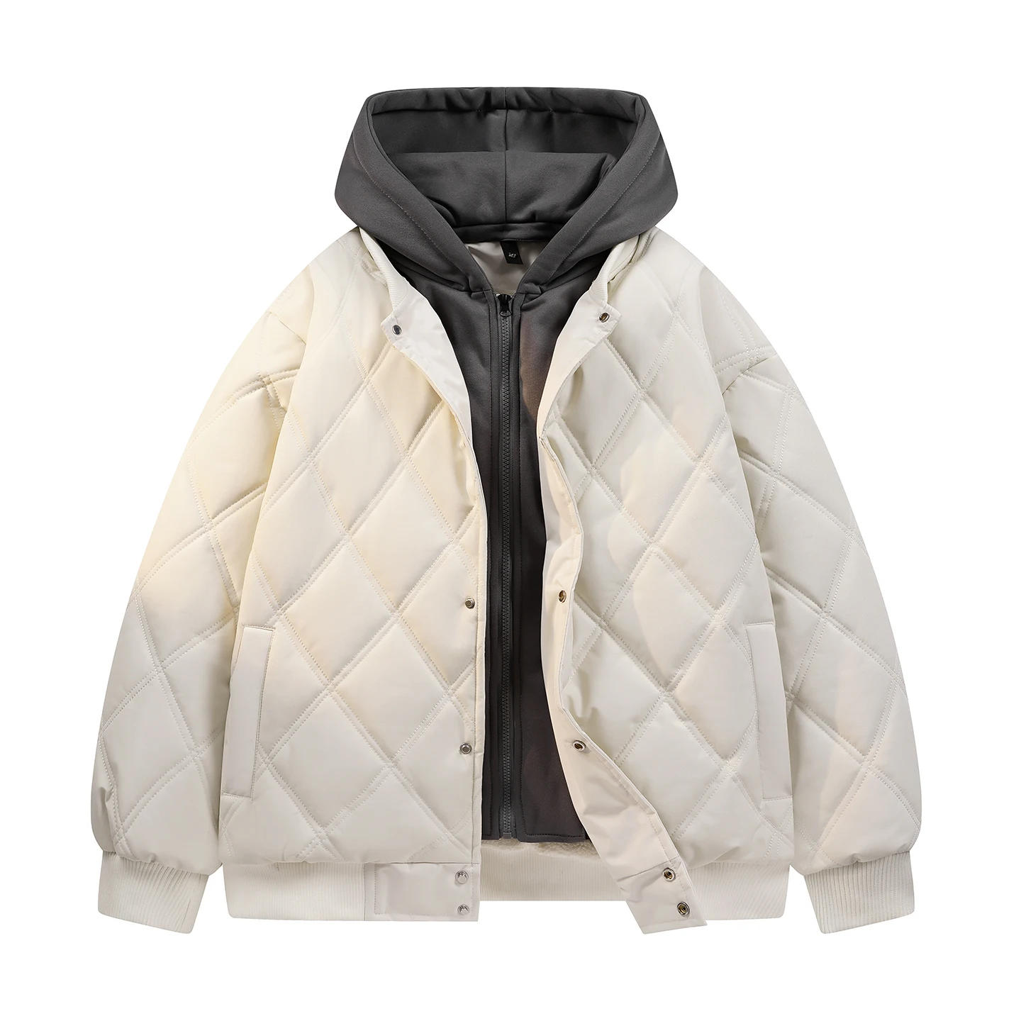 

Mens Hooded Parkas Unisex Cotton Padded Winter Jacket and Fashion Warm Thicken Coats Outdoor Style Loose Thickened Fleece Parkas