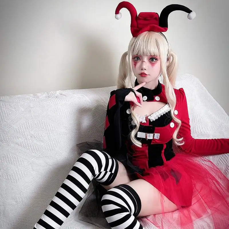 大人用コスプレピエロスーツ ハロウィン ピエロ パフォーマンスコスチューム パンク ハリー ソウルレス サーカス衣装 レディース 伝統的な中国衣装