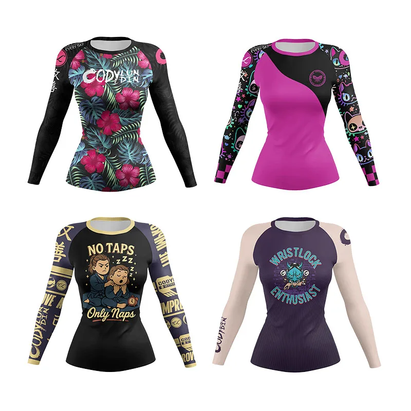 Cody Lundin dames femmes éruption garde vêtements de sport MMA vêtements de sport à Compression Jiu Jitsu Rashguard T-shirts boxe grappin chemise