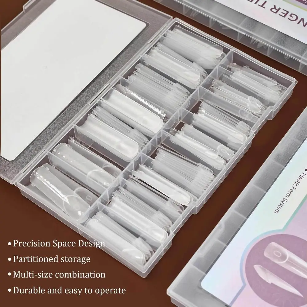 140Pcs Transparent Nail Extension Forms Straight Tube Shape Reusable Dual Nail Forms Contoured Fit French Nail Forms