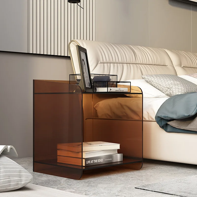 Complete creative light luxury personalized bedroom Internet celebrity small apartment transparent acrylic bedside table small