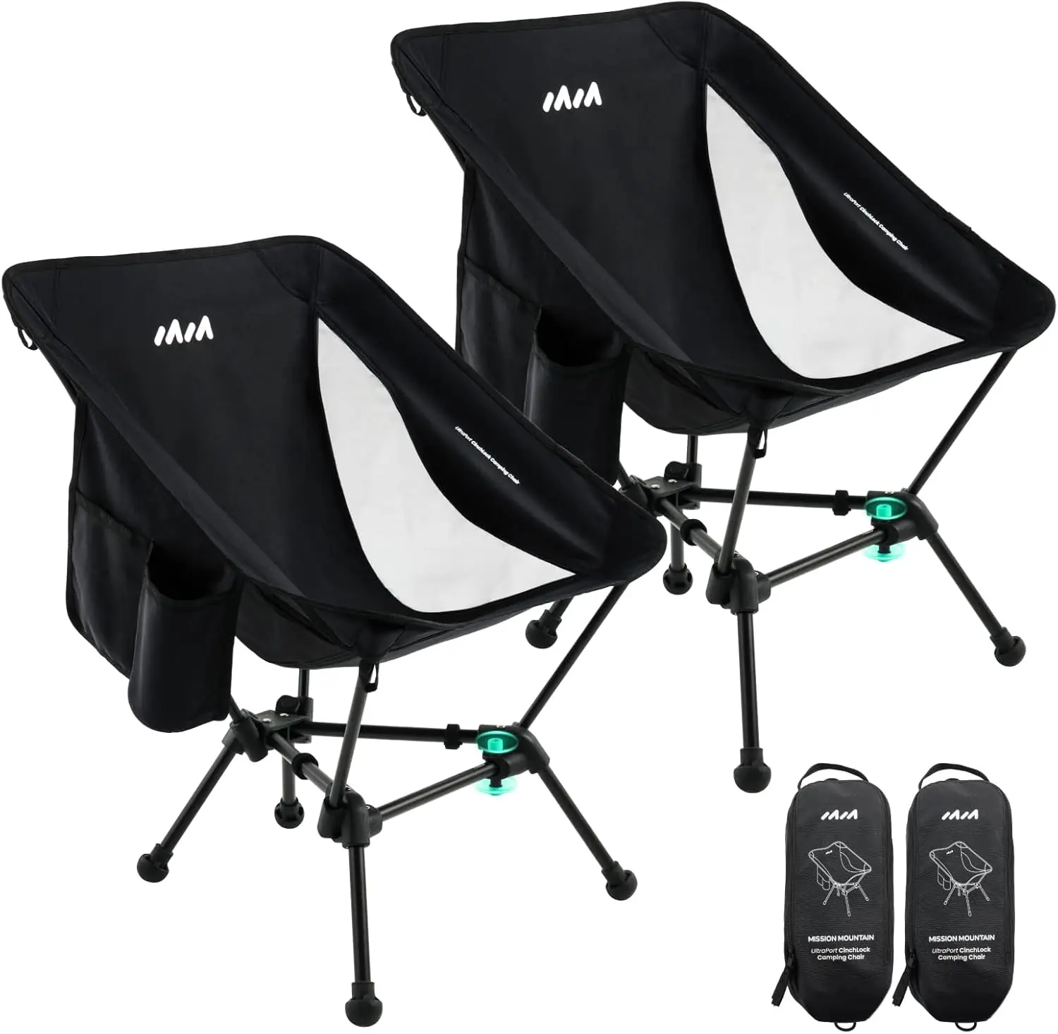 

Camping Chairs 2 Pack Black, Portable Lightweight Camping Chair, Backpacking Foldable Chair for Adults, Ultralight Hiking Chairs