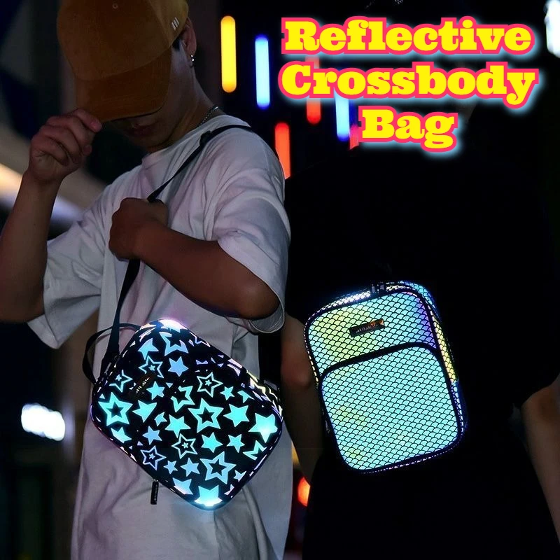 حقيبة كروس عاكسة متعددة الأغراض رياضية حبال ركوب الدراجات في الهواء الطلق ركاب الكتف الصدر الخصر على ظهره للجنسين عادية