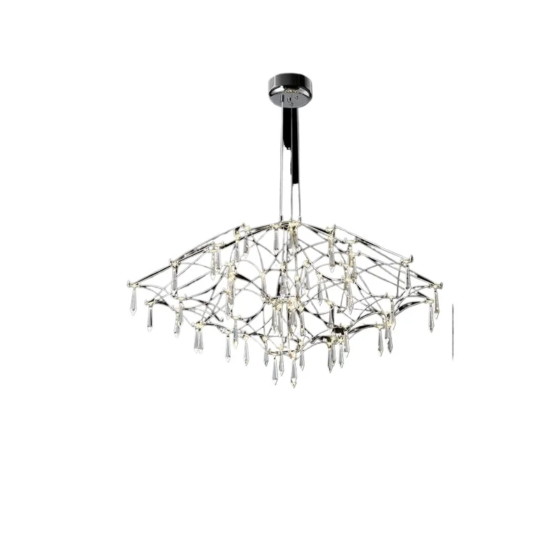 

Modern light luxury living room chandelier creative personality art French crystal high-end villa covered stairs restaurant