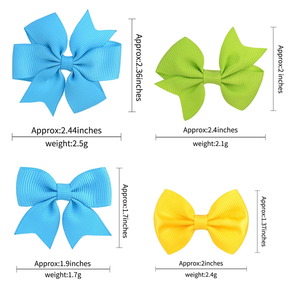 6pcs/10Pcs Kids Solid Color Ribbon Bows Hair Clips for Baby Girls Handmade Bowknot Hairpin Barrettes New Year Hair Accessories