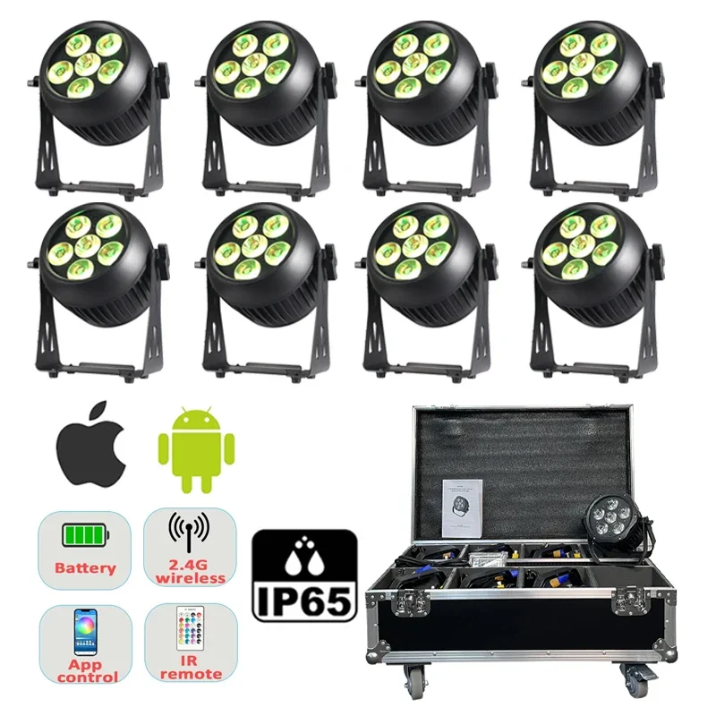 

IP65 6*20 Вт RGBWA UV 6in1 Светодиодный диско-светильник Uplights Батарея Беспроводное WIFI Приложение Par Light Для свадебной вечеринки Dj Lights Stage