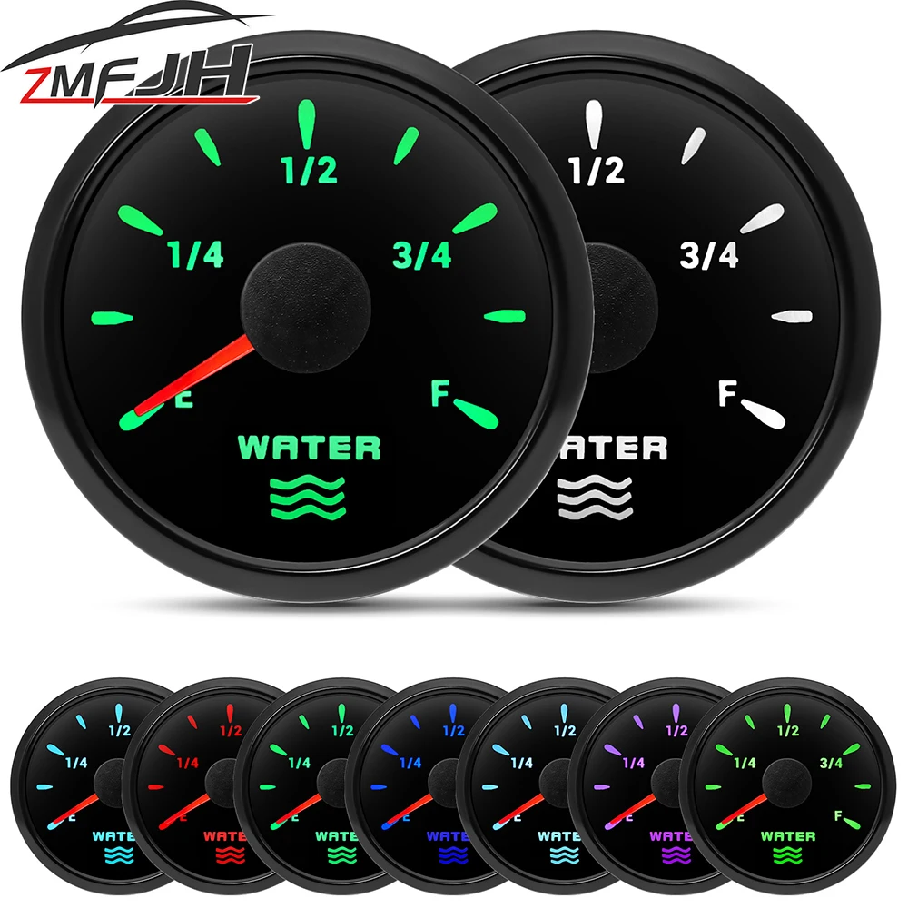 52mm Water Level Gauge  0-190 ohm 240-33 ohm Water Level Meter For Marine Boat Car Truck Water Tank Gauge 7 Color Backlight