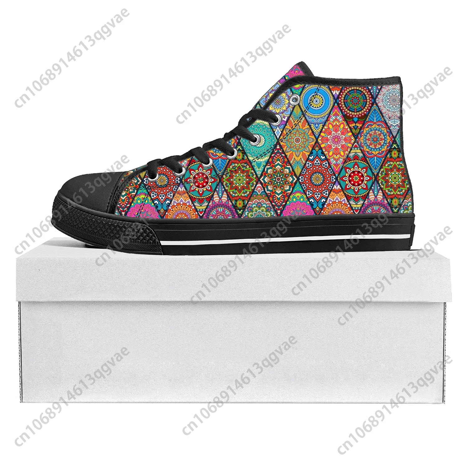 Bohemia Mandala Geometric High Top High Quality Sneakers Mens Womens Teenager Canvas Sneaker Custom Made Casual Couple Shoes