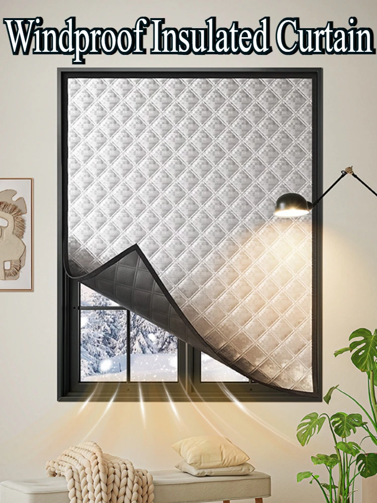 

Graphene Warm Curtains Windproof Insulated Screen Windows Thickened Thermal Window Curtain Sealed Sound Insulation Window Films