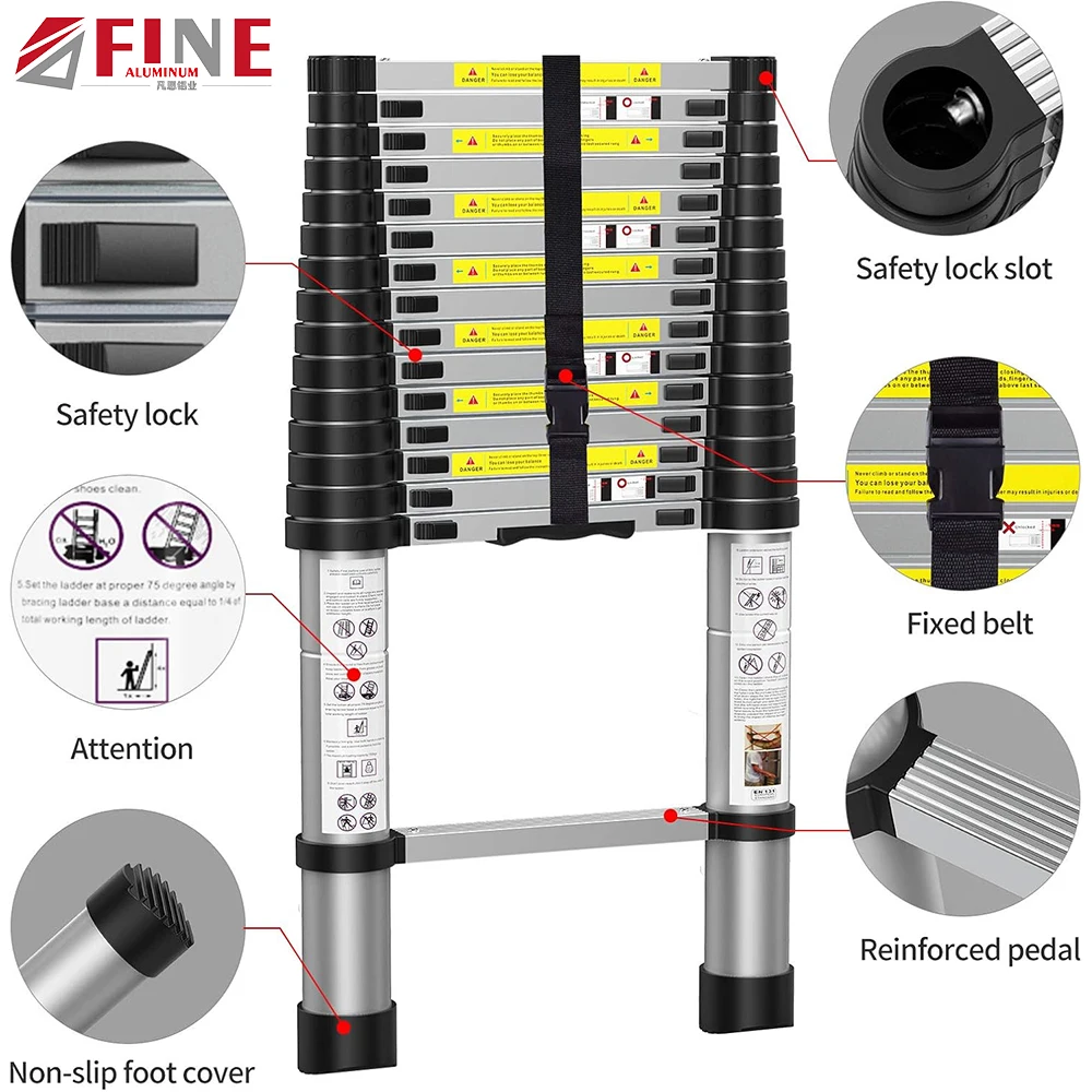 Ladder Manufacturers Lader Aluminium Loft Retractable Attic Telescopic Ladder